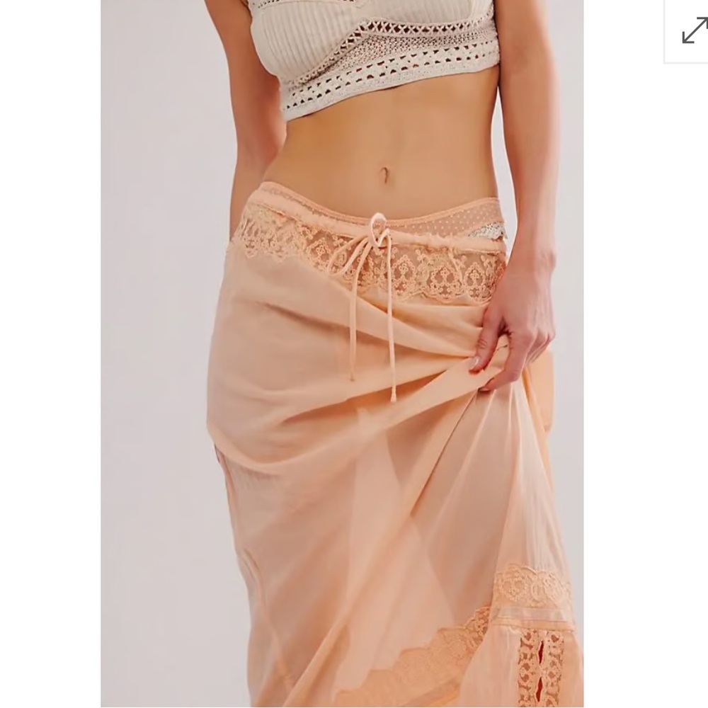 Free People Peach Lace Half Slip